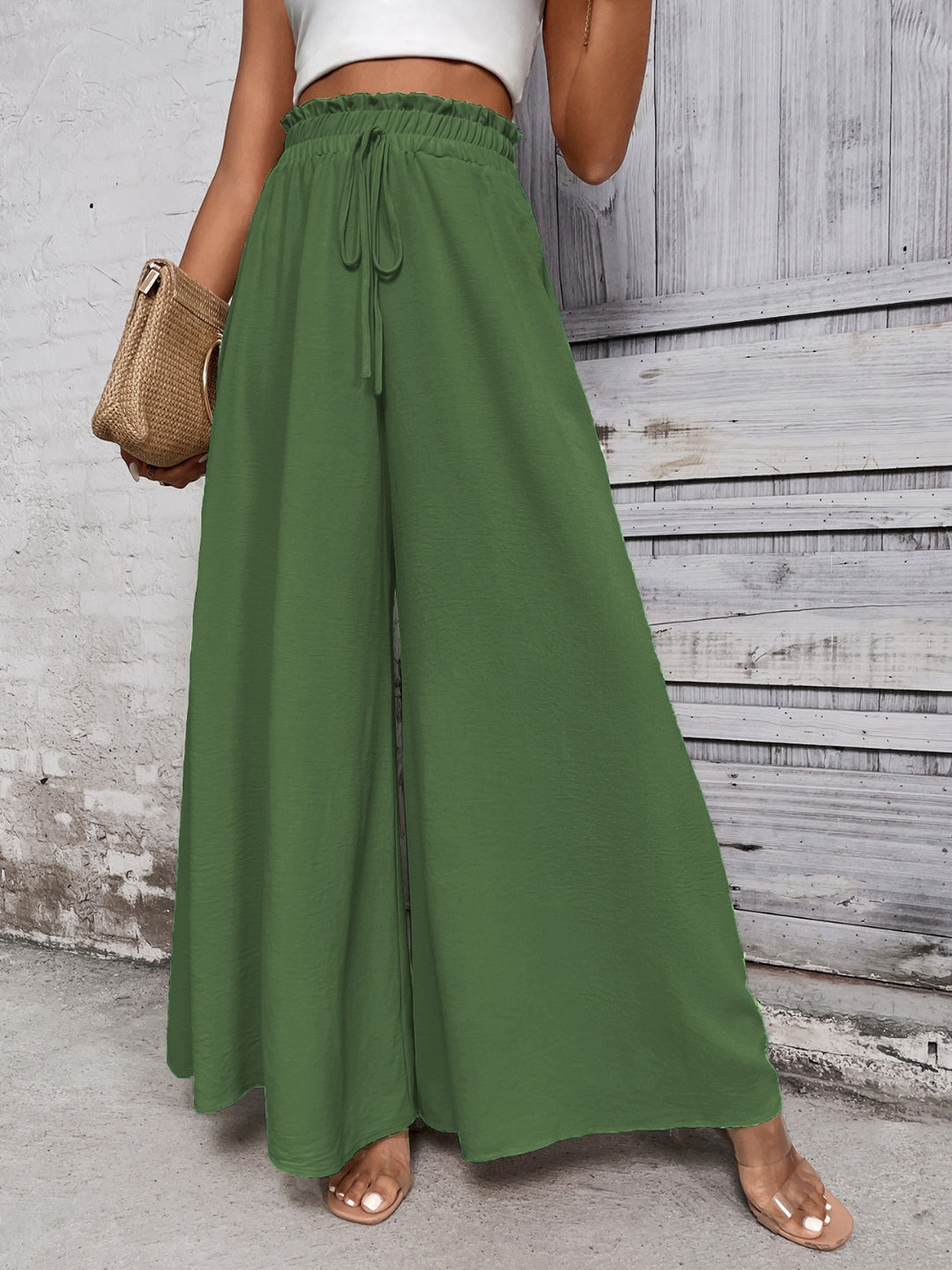 Honey Tied High Waist Wide Leg Pants - DRG Boutique Apparel & Accessories LLC