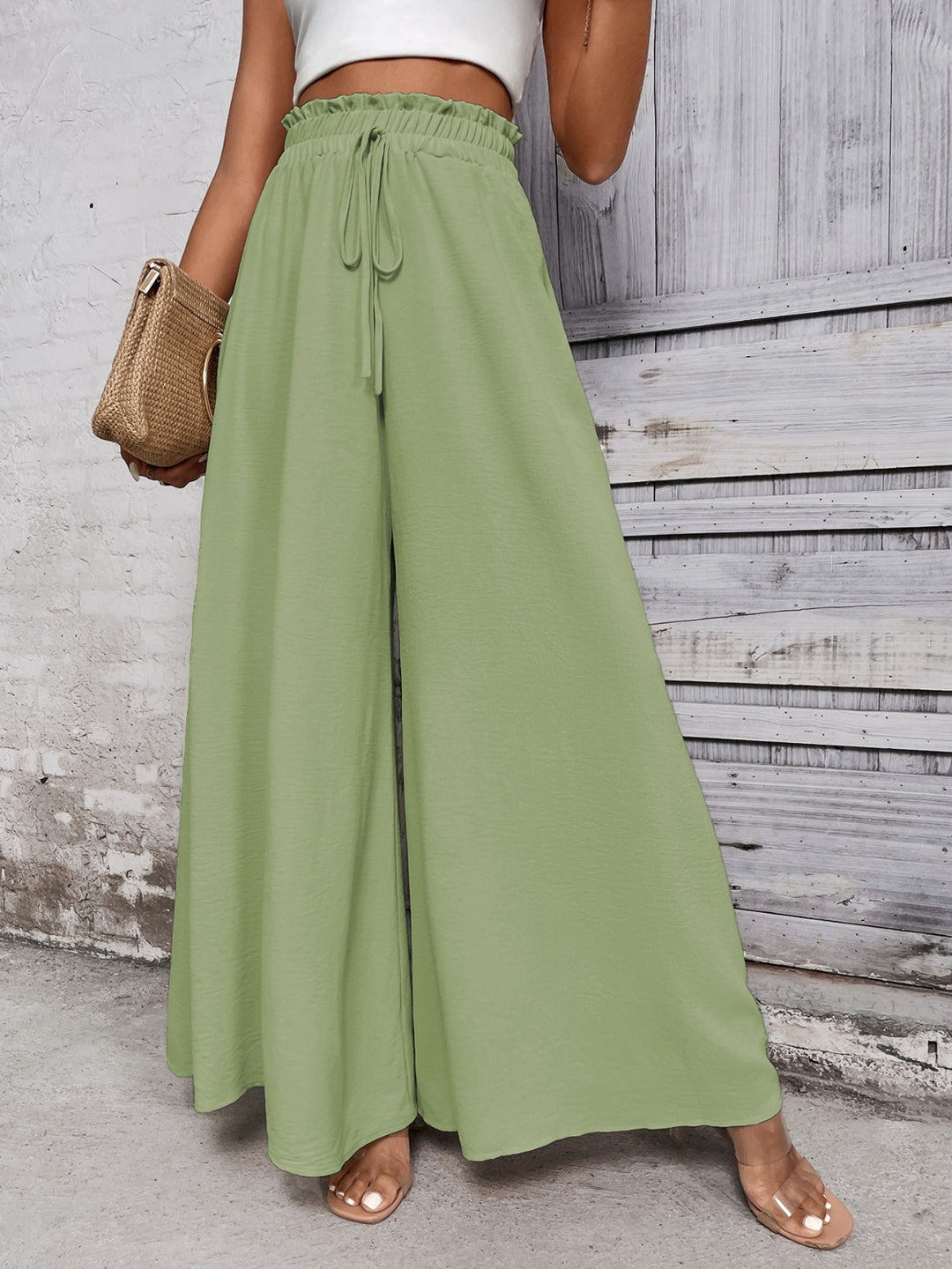 Honey Tied High Waist Wide Leg Pants - DRG Boutique Apparel & Accessories LLC