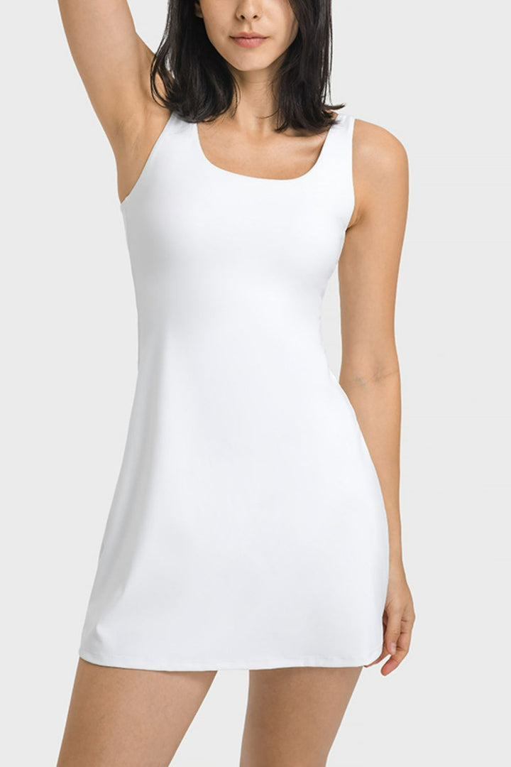 Millennia Square Neck Sports Tank Dress with Full Coverage Bottoms - DRG Boutique Apparel & Accessories LLC