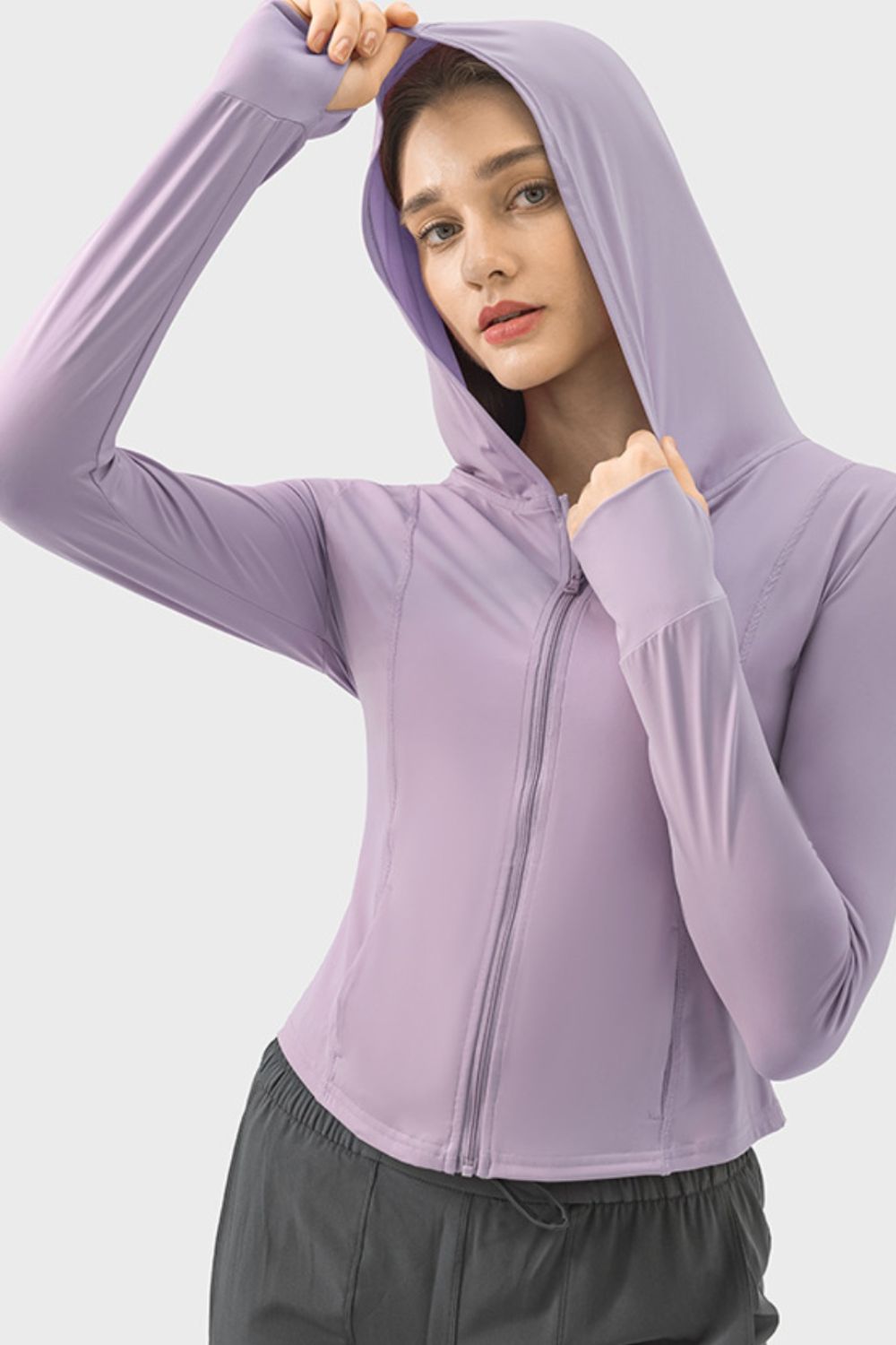 Millennia Pocketed Zip Up Hooded Long Sleeve Active Outerwear - DRG Boutique Apparel & Accessories LLC