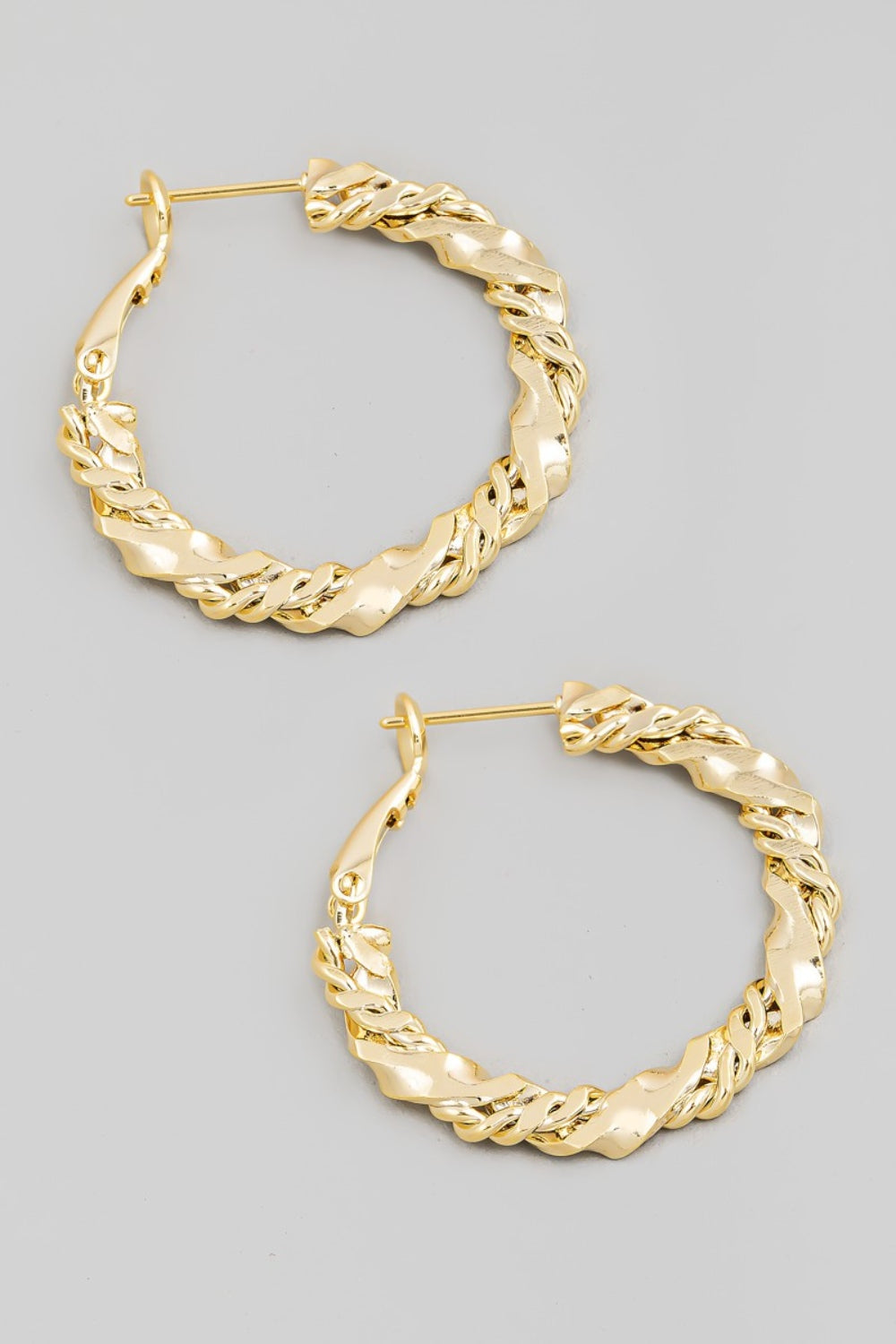 Fame Double Twist Chain Latch Hoop Earrings - DRG Boutique Apparel & Accessories LLC