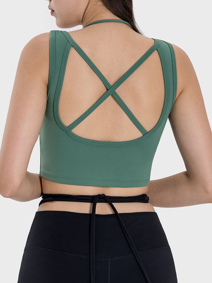 Millennia Crisscross Square Neck Active Tank - DRG Boutique Apparel & Accessories LLC