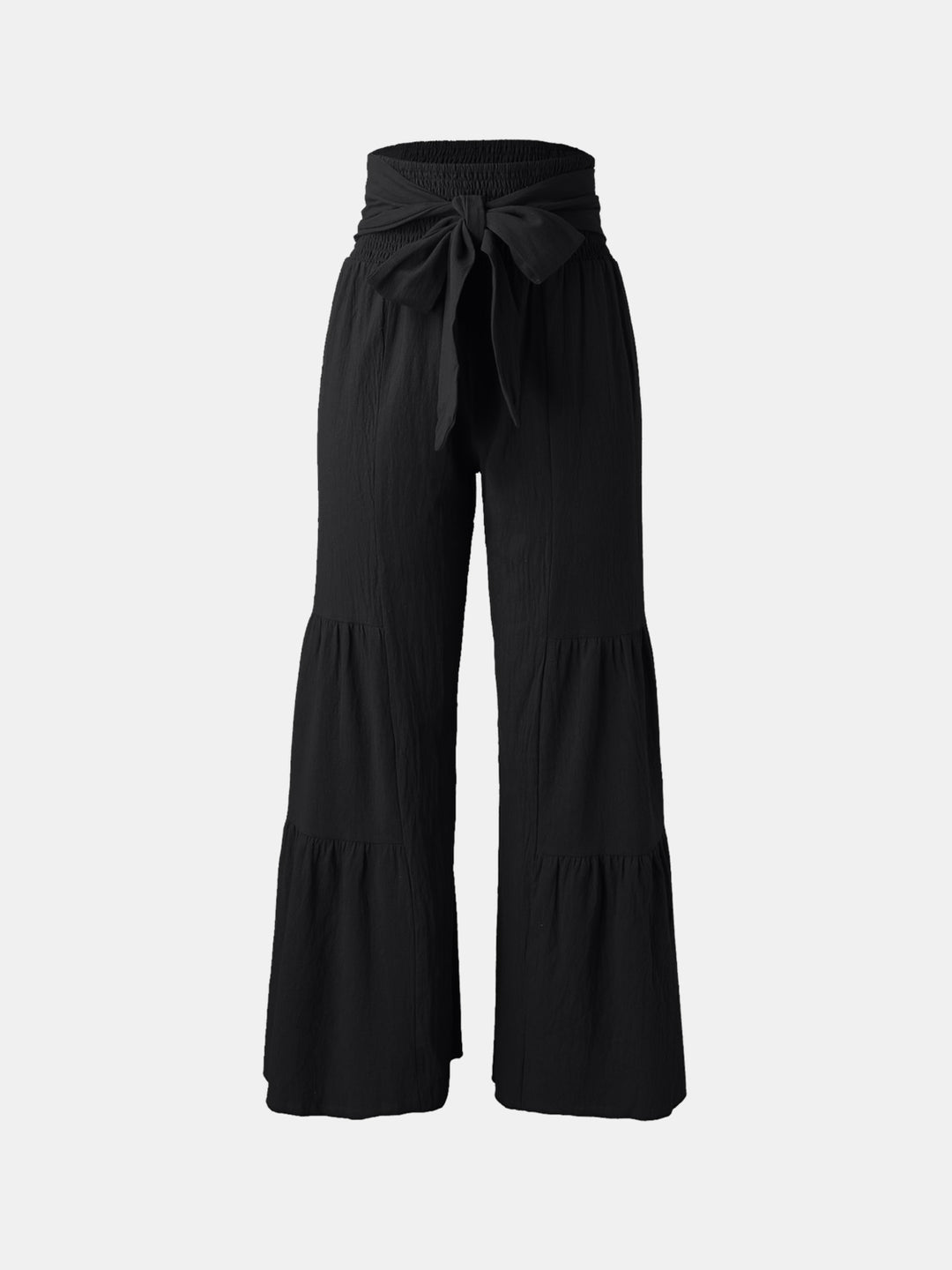 Tied Ruched Wide Leg Pants - DRG Boutique Apparel & Accessories LLC