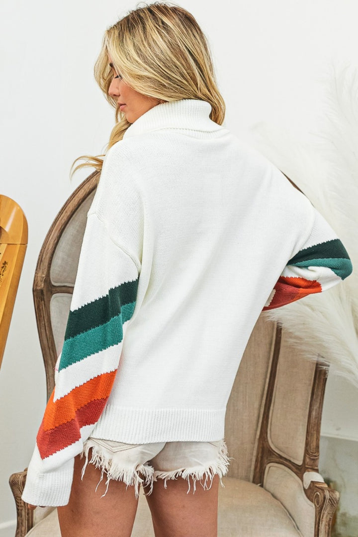 BiBi Multi Color Chevron Pattern Sweater - DRG Boutique Apparel & Accessories LLC