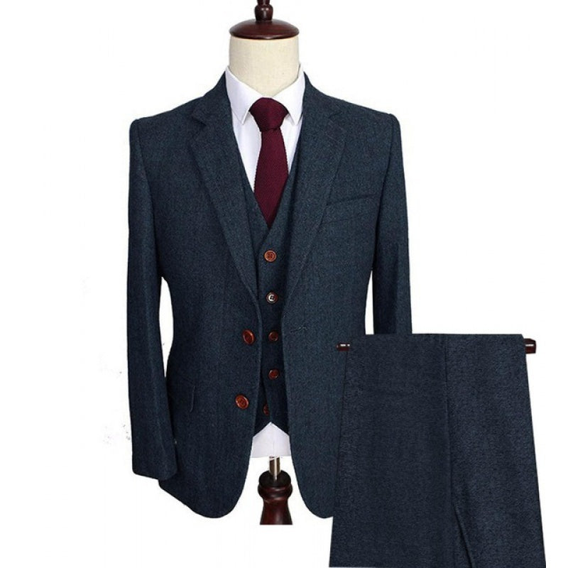 Men's Wool Tweed Formal Lapel suit