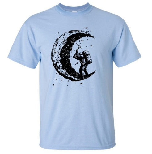 Men's Digging The Moon , Casual O-neck T Shirts, Short Sleeve