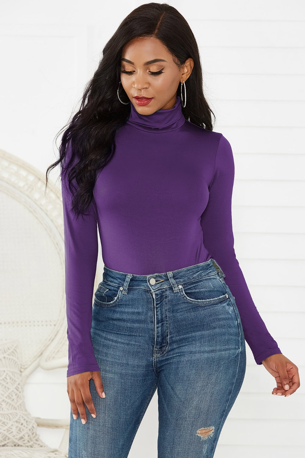 Turtleneck Long Sleeve Bodysuit - DRG Boutique Apparel & Accessories LLC