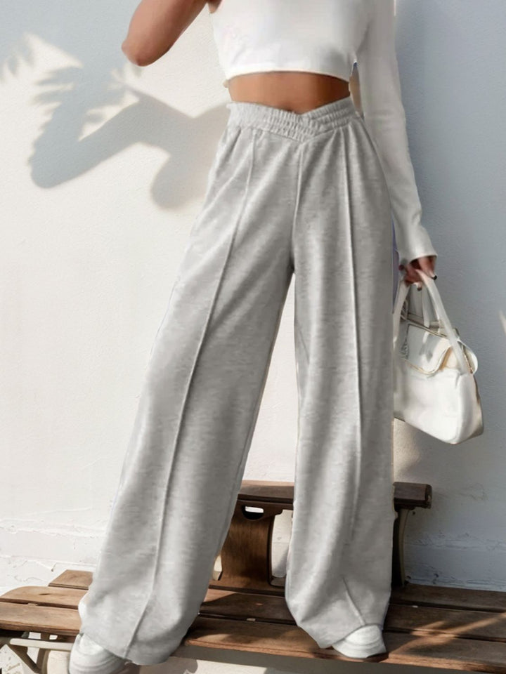 Perfee Elastic Waist Wide Leg Pants - DRG Boutique Apparel & Accessories LLC