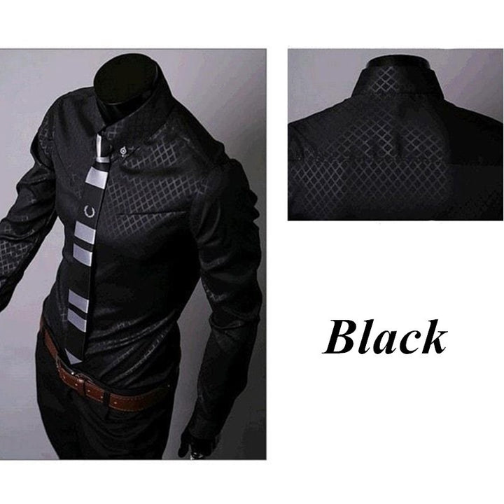 Men's Fitted Shirts, Designer Plaid Stripes Pattern