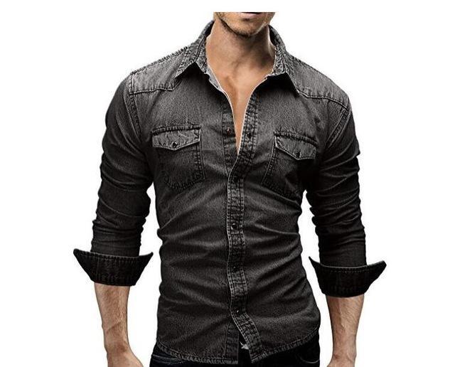 Men's Shirt Brand Long Sleeve, Casual Solid, Slim Fit