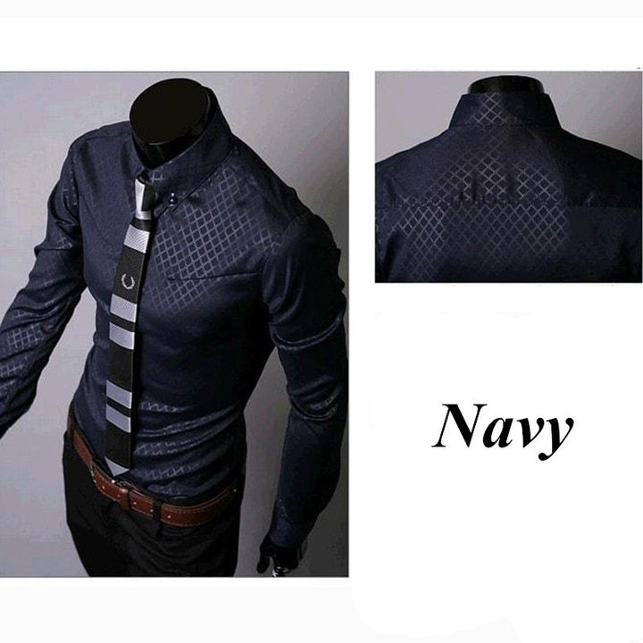 Men's Fitted Shirts, Designer Plaid Stripes Pattern