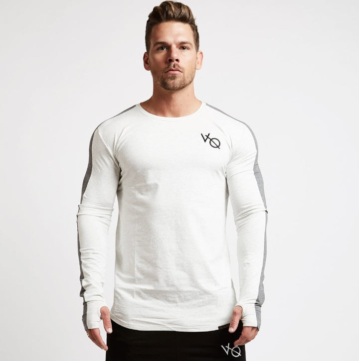 Brand Men fashion Slim T-Shirts Leisure Bodybuilding Long Sleeve