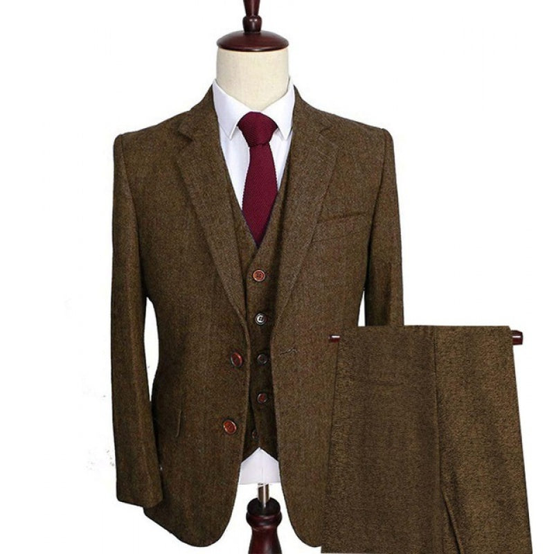 Men's Wool Tweed Formal Lapel suit