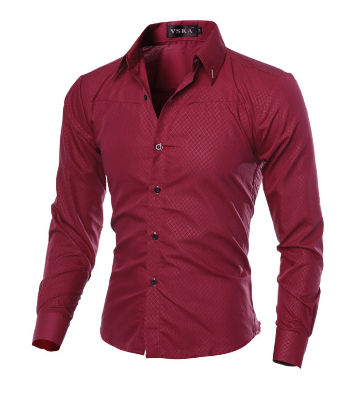 Men's Fitted Shirts, Designer Plaid Stripes Pattern