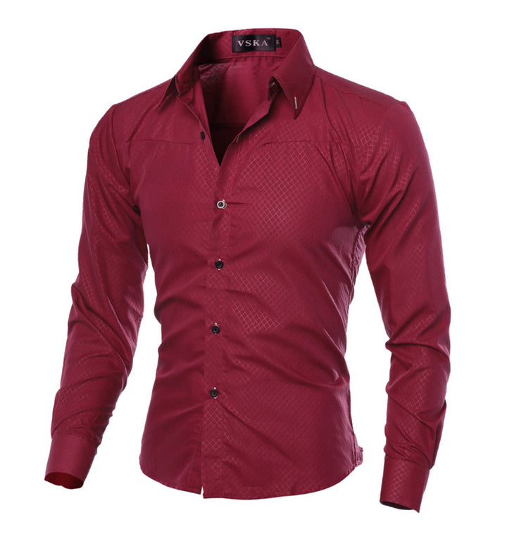 Men's Fitted Shirts, Designer Plaid Stripes Pattern