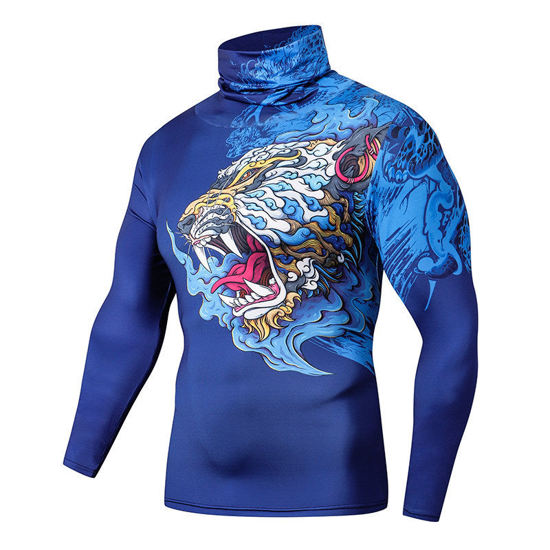 Men's Casual 3D T-Shirt, Fitness Compression With Mask