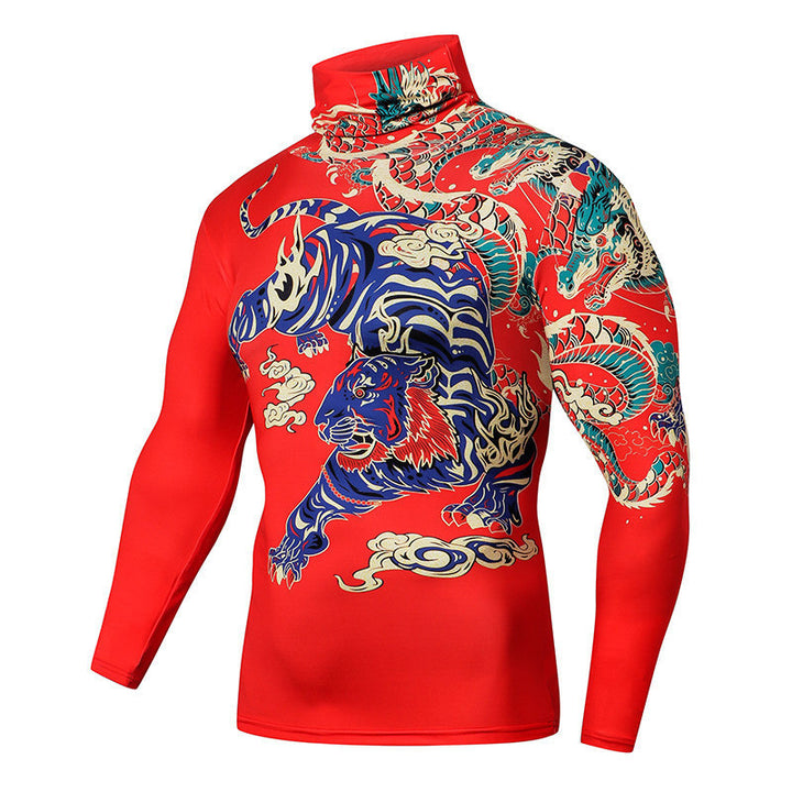 Men's Casual 3D T-Shirt, Fitness Compression With Mask