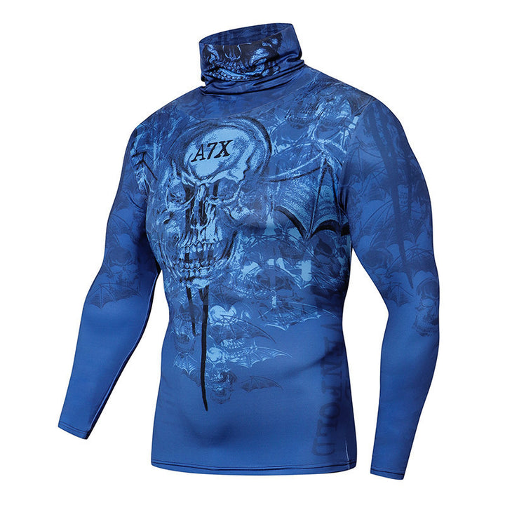 Men's Casual 3D T-Shirt, Fitness Compression With Mask