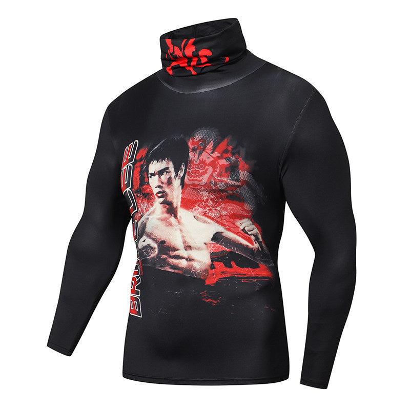 Men's Casual 3D T-Shirt, Fitness Compression With Mask