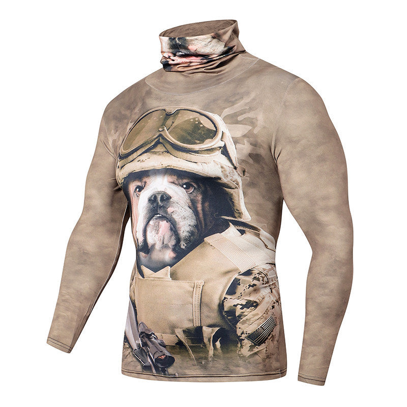 Men's Casual 3D T-Shirt, Fitness Compression With Mask