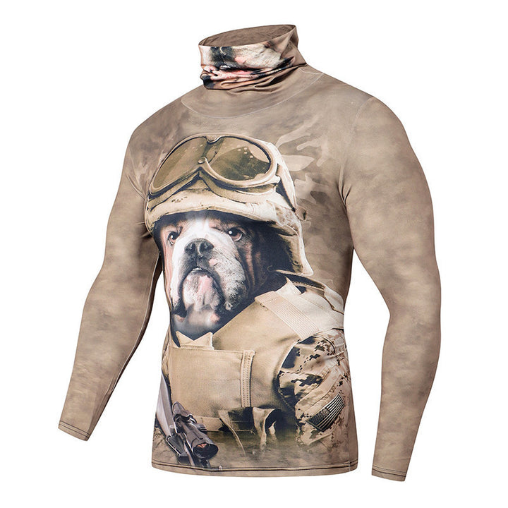 Men's Casual 3D T-Shirt, Fitness Compression With Mask