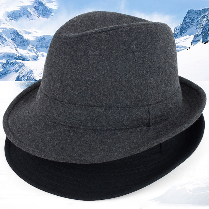 Autumn And Winter Men's Top Hat, Woolen, Windproof, Perfect for Elderly In Winter