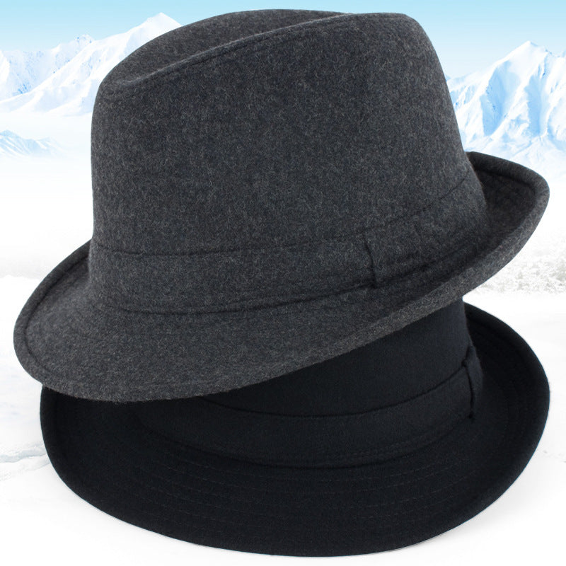 Autumn And Winter Men's Top Hat, Woolen, Windproof, Perfect for Elderly In Winter