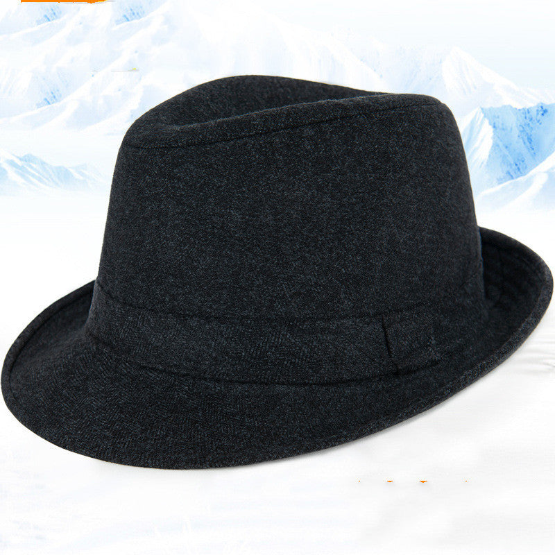 Autumn And Winter Men's Top Hat, Woolen, Windproof, Perfect for Elderly In Winter