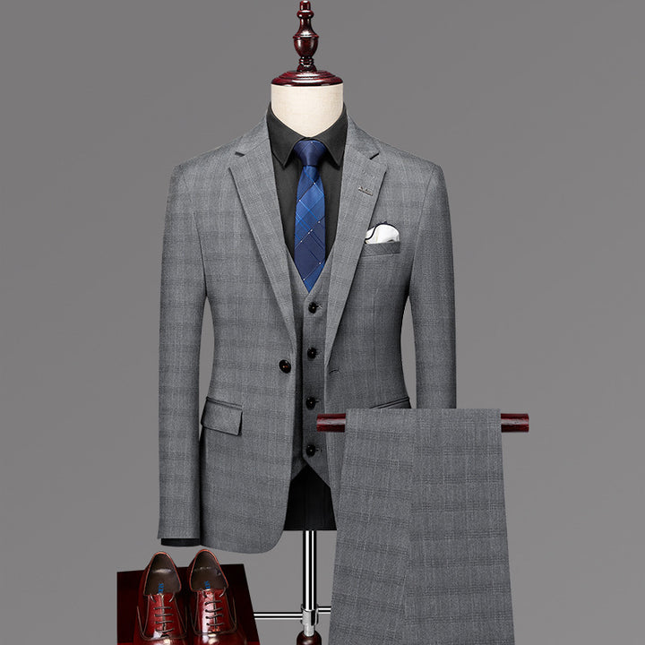 Casual Formal British Plaid Suit