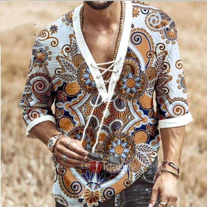 Men's Large Size Loose style Draw-String T-Shirts