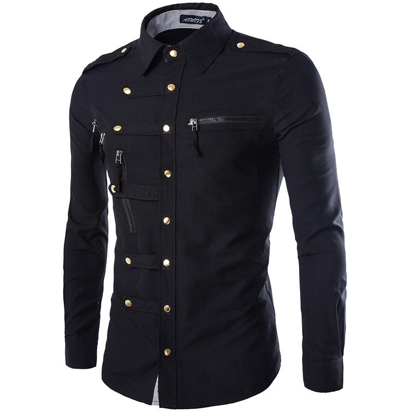 Brand Men Shirt Fashion Design, Slim Fit Cotton Dress Shirt Long Sleeve