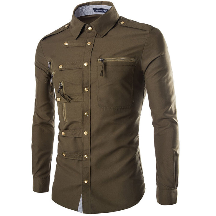 Brand Men Shirt Fashion Design, Slim Fit Cotton Dress Shirt Long Sleeve