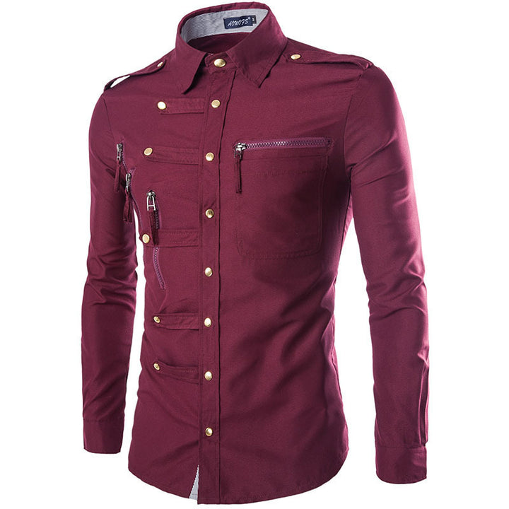 Brand Men Shirt Fashion Design, Slim Fit Cotton Dress Shirt Long Sleeve