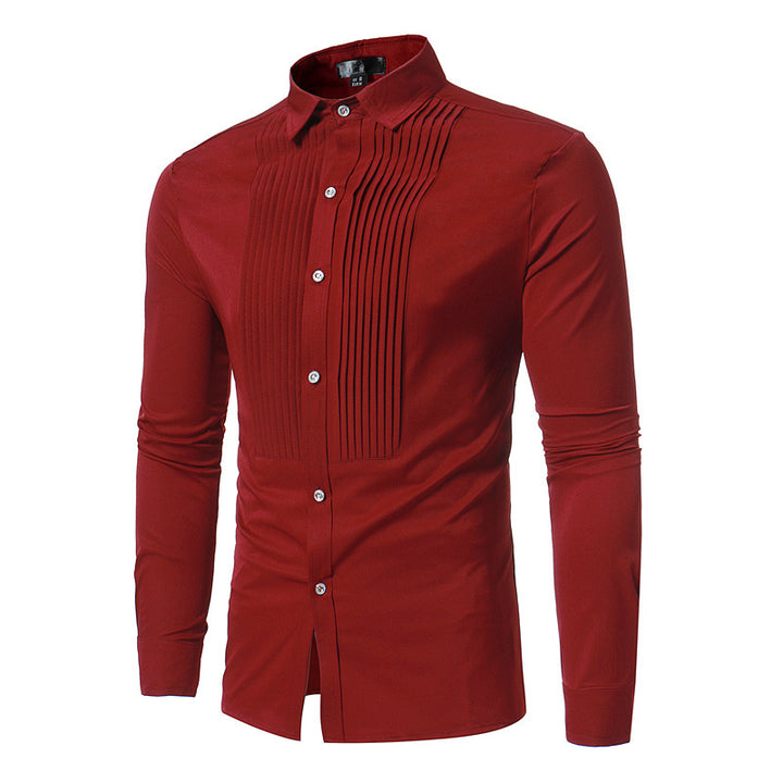Men's Wedding Tuxedo Shirt, Slim Fit Long Sleeve
