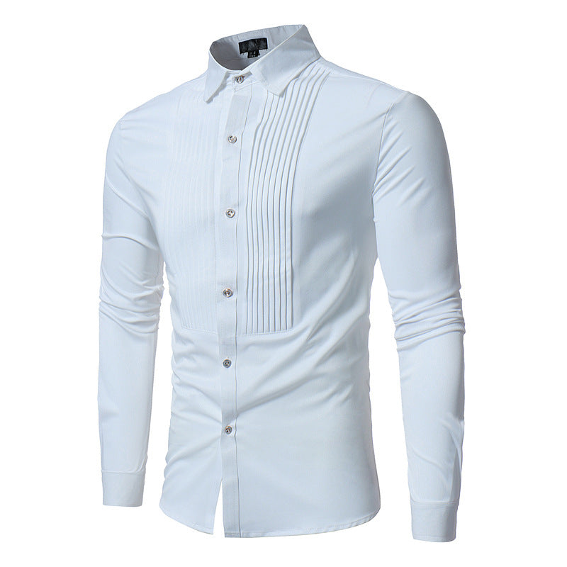 Men's Wedding Tuxedo Shirt, Slim Fit Long Sleeve