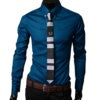 Men's Fitted Shirts, Designer Plaid Stripes Pattern