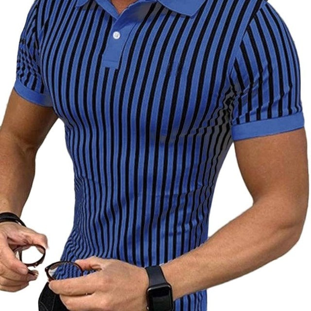 Men Striped Shirts, Causal Short Sleeve Lapel