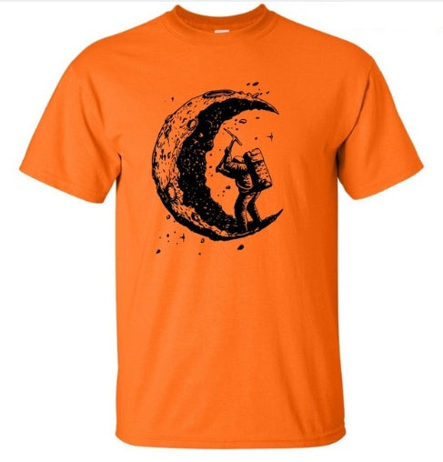 Men's Digging The Moon , Casual O-neck T Shirts, Short Sleeve