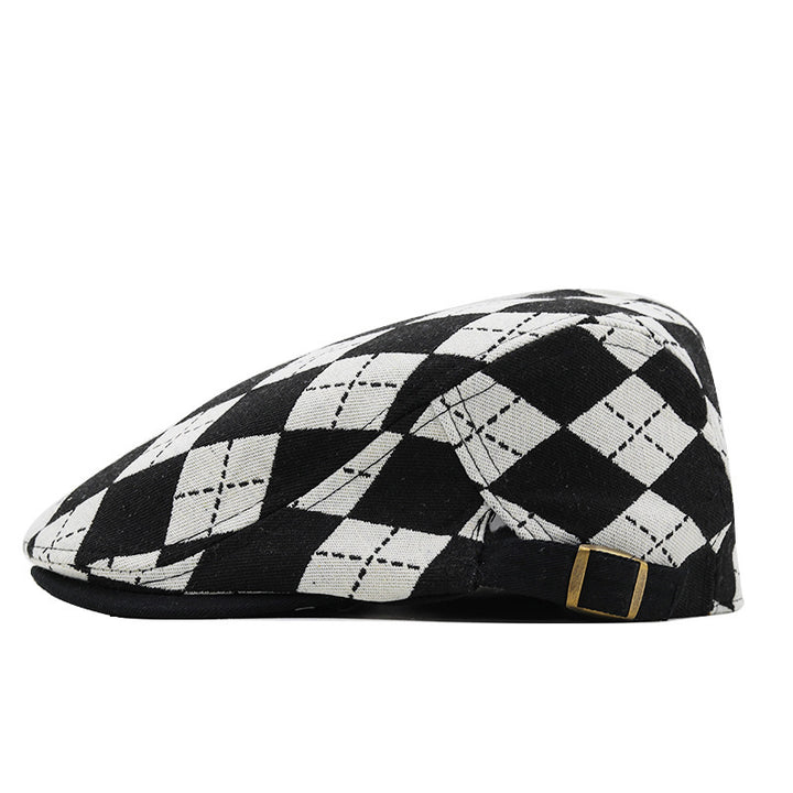 Retro Plaid Short Brim Advance Hats British Casual Painter Hat