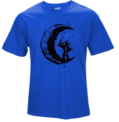 Men's Digging The Moon , Casual O-neck T Shirts, Short Sleeve