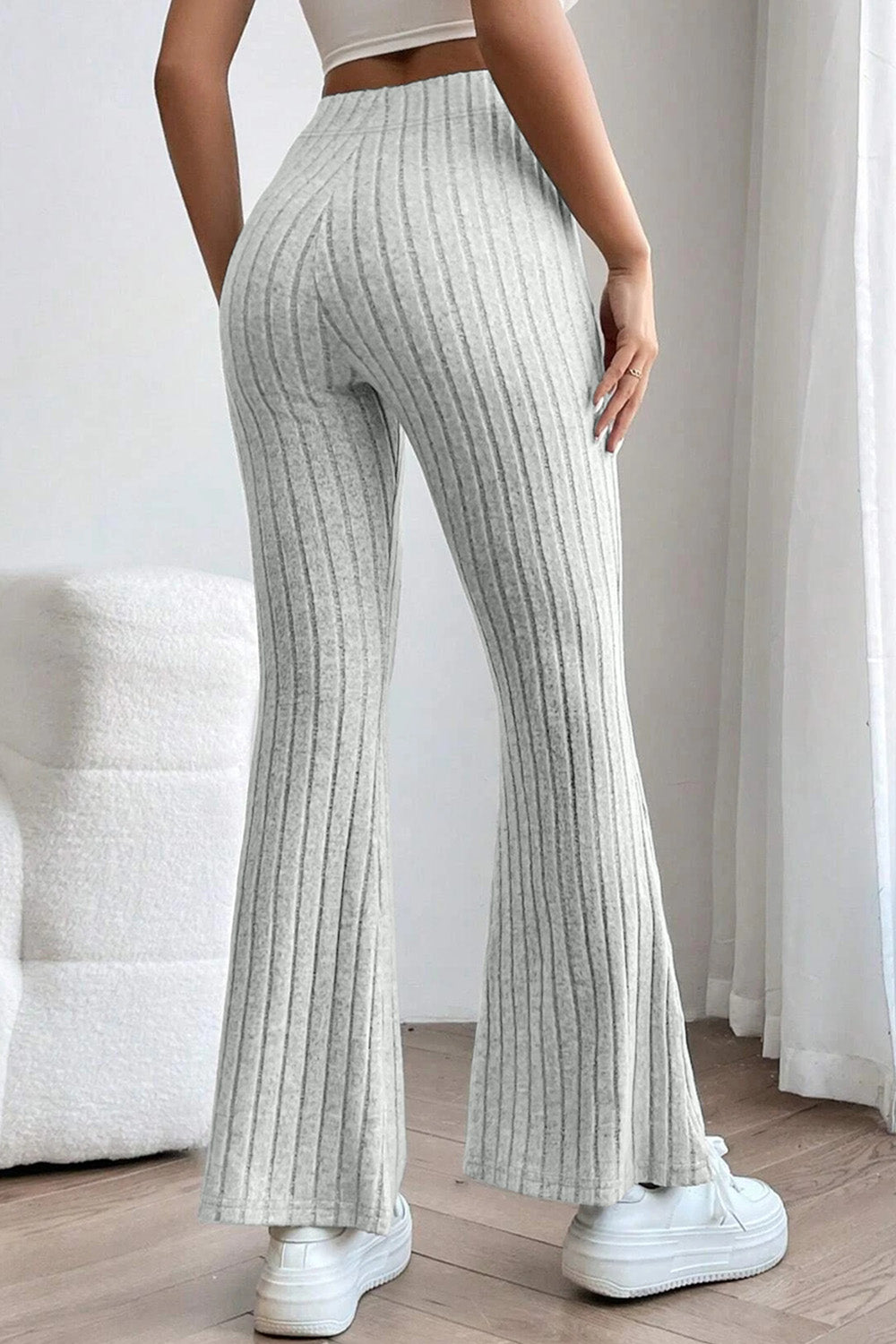 Basic Bae Full Size Ribbed High Waist Flare Pants - DRG Boutique Apparel & Accessories LLC