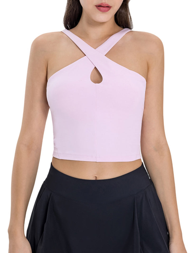 Millennia Crisscross Grecian Neck Active Cami - DRG Boutique Apparel & Accessories LLC