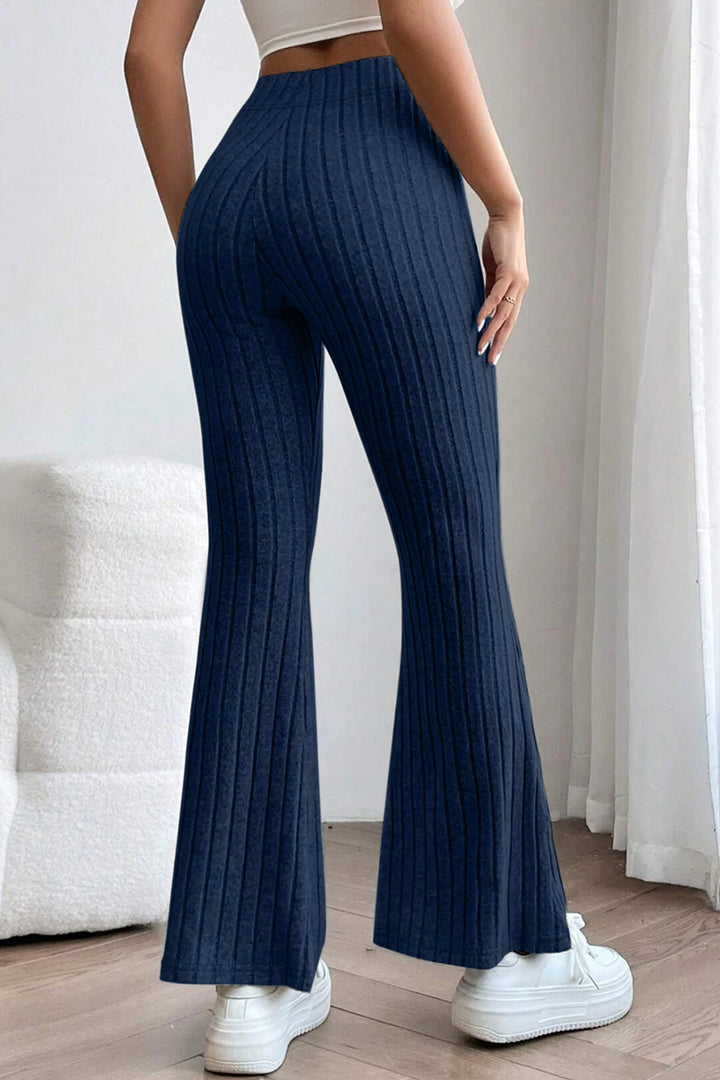 Basic Bae Full Size Ribbed High Waist Flare Pants - DRG Boutique Apparel & Accessories LLC