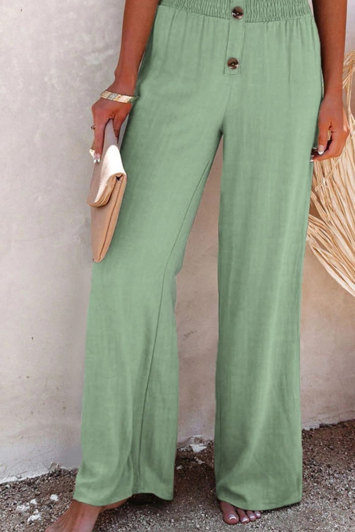 Full Size Decorative Button High Waist Pants - DRG Boutique Apparel & Accessories LLC