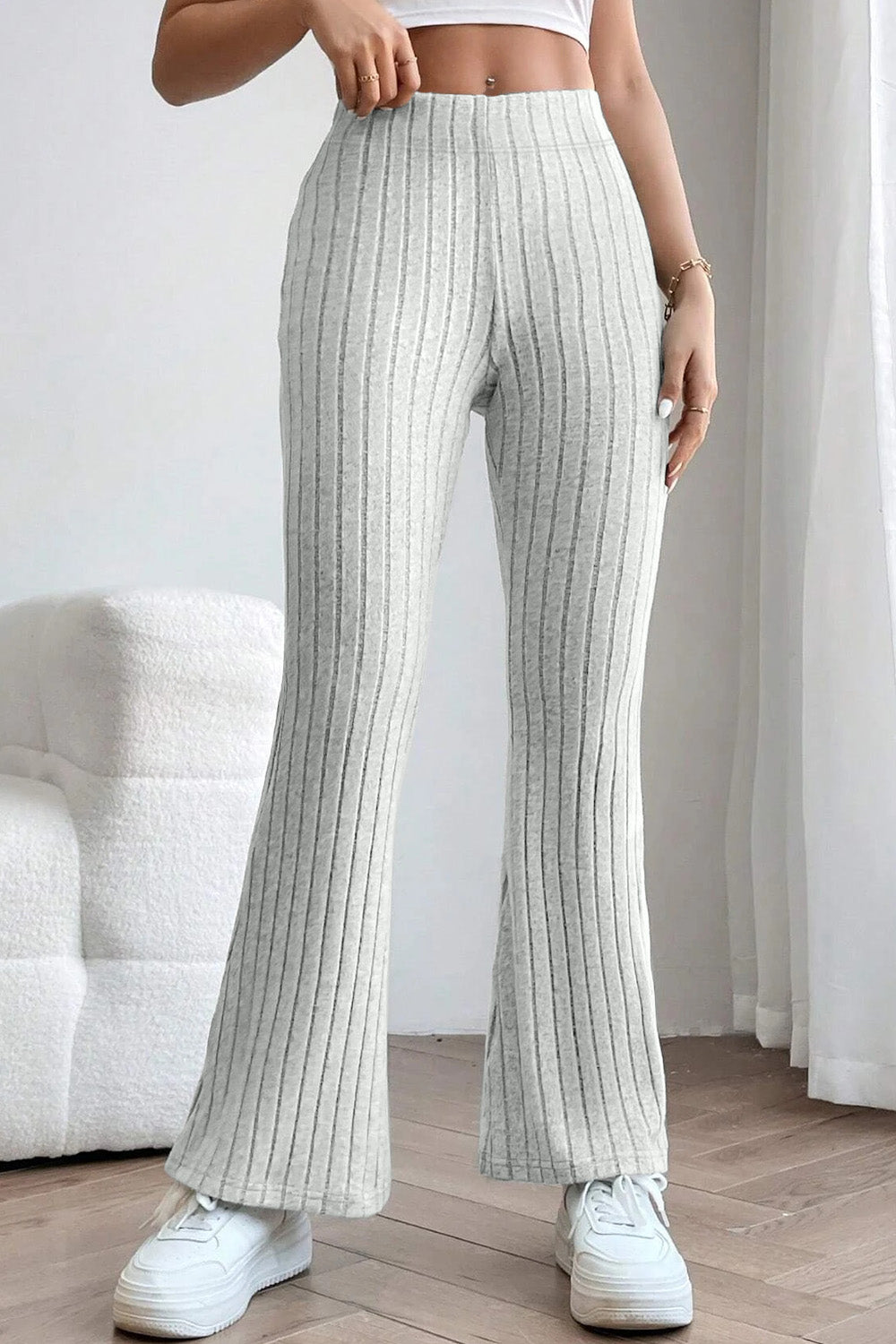 Basic Bae Full Size Ribbed High Waist Flare Pants - DRG Boutique Apparel & Accessories LLC