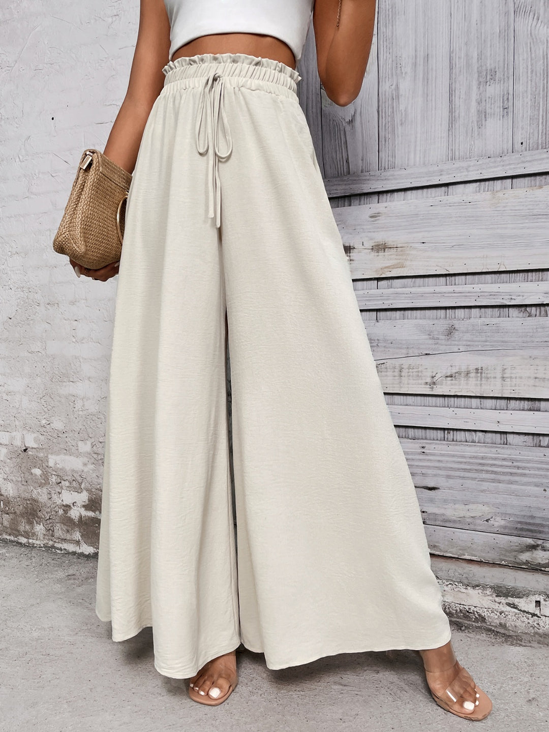 Honey Tied High Waist Wide Leg Pants - DRG Boutique Apparel & Accessories LLC