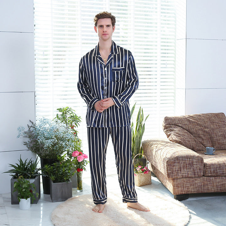 A1 Fall men's simulated silk stripe pajamas