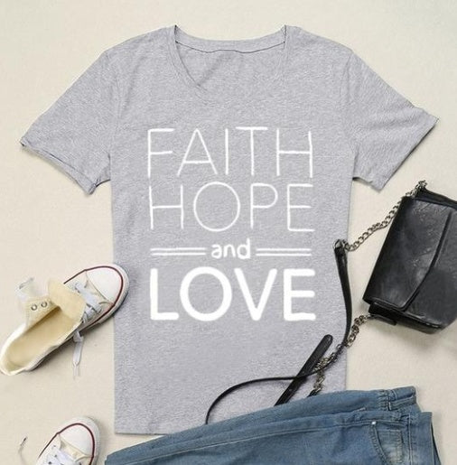 Faith hope and love T-shirts for men & women, short sleeves