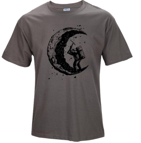 Men's Digging The Moon , Casual O-neck T Shirts, Short Sleeve