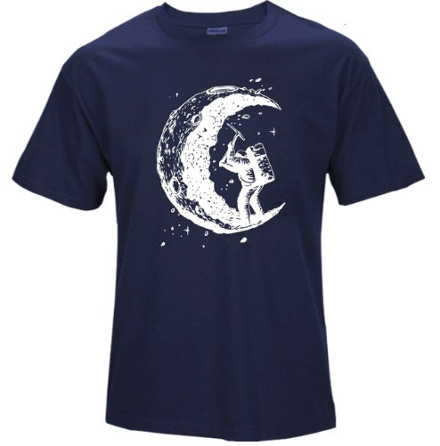 Men's Digging The Moon , Casual O-neck T Shirts, Short Sleeve